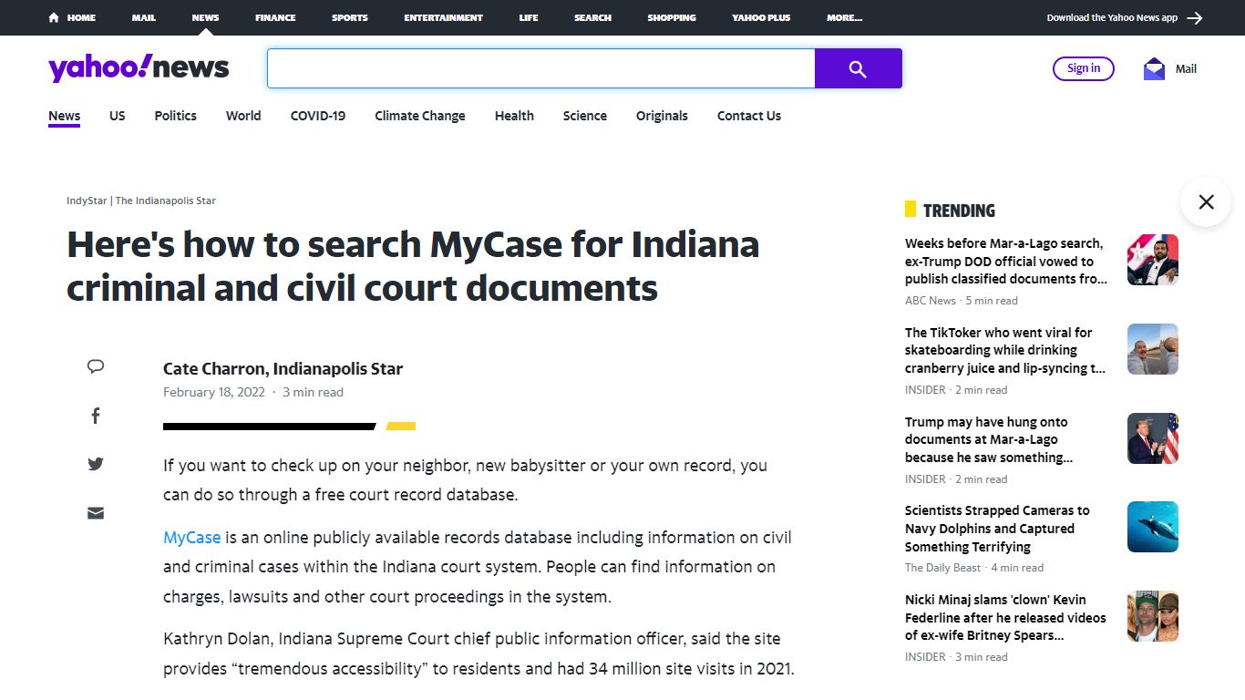 Here's how to search MyCase for Indiana criminal and civil court documents